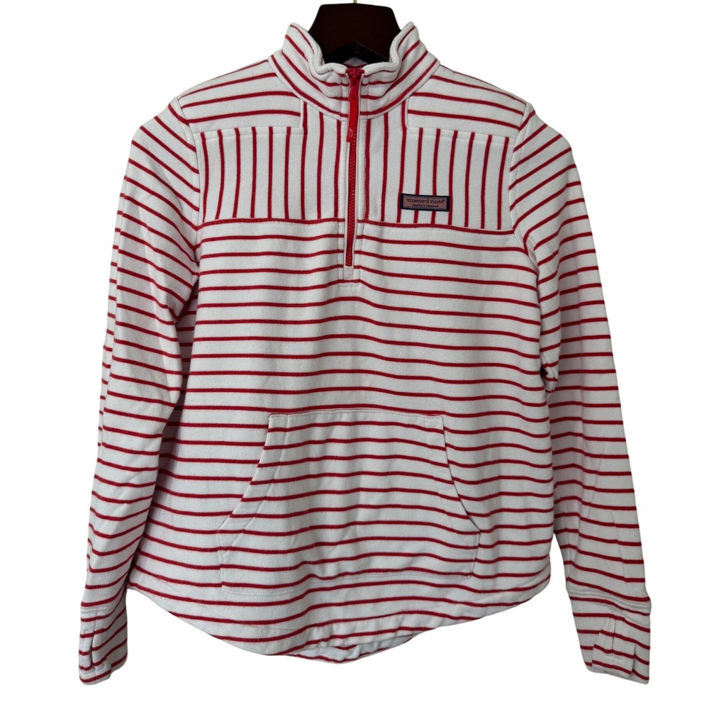 Vineyard Vines Red White Striped 1/4 Zip Pullover Size‎ XS Holiday Christmas